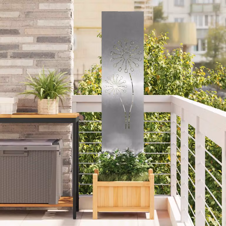 Paravento per privacy da giardino vidaXL in acciaio inossidabile argento, H: 140 cm, L: 32 cm