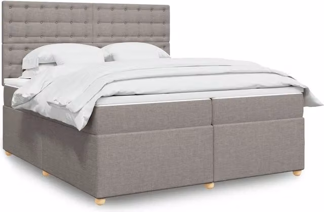 Letto Ibrido Moderno vidaXL con Struttura in Legno di Pino e Materasso in Tessuto Beige, Bianco e Grigio L/P: 200 x 200 cm