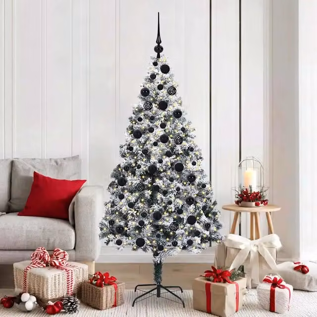 Albero di Natale artificiale moderno vidaXL bianco con luci LED bianco caldo, Altezza: 180 cm – 1