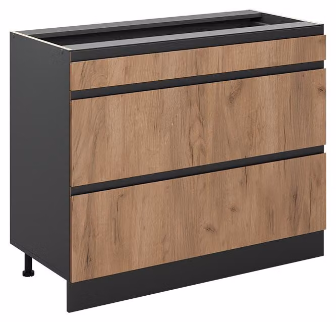 Mobiletto base per cucina Vicco R-Line Rovere dorato/Antracite 100 cm senza piano di lavoro, Model 71559