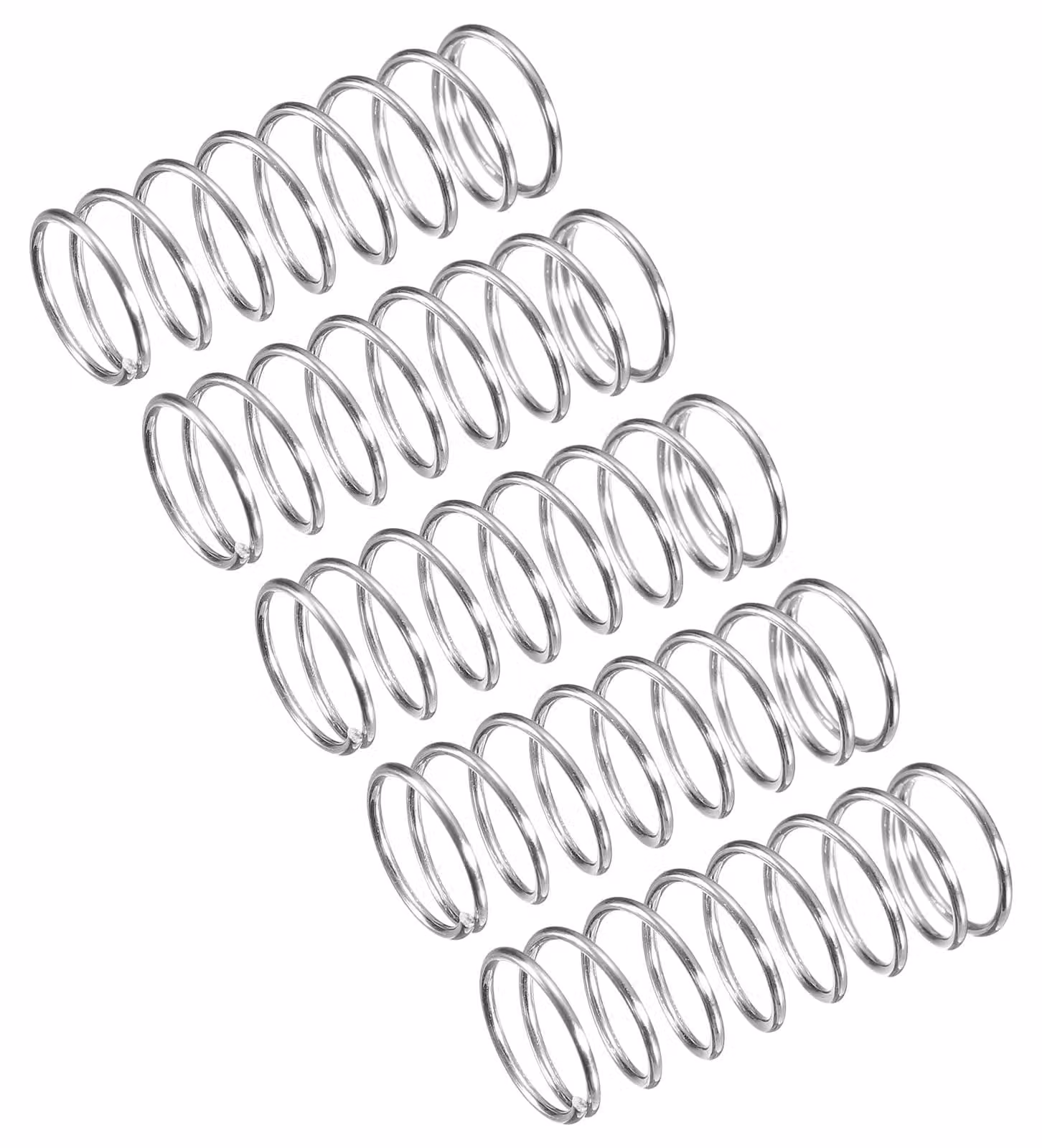 Molle a compression, 5 pezzi, acciaio inossidabile 304, diametro esterno 10 mm, diametro del filo 0,8 mm, lunghezza 30 mm