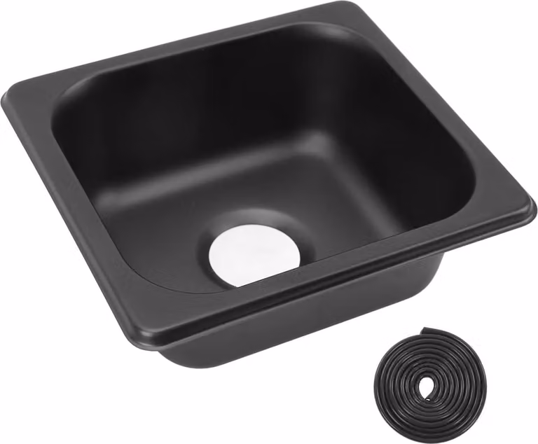 Lavello per camper - Lavello da incasso in acciaio inox - Piano di lavoro per camper e barche - Nero