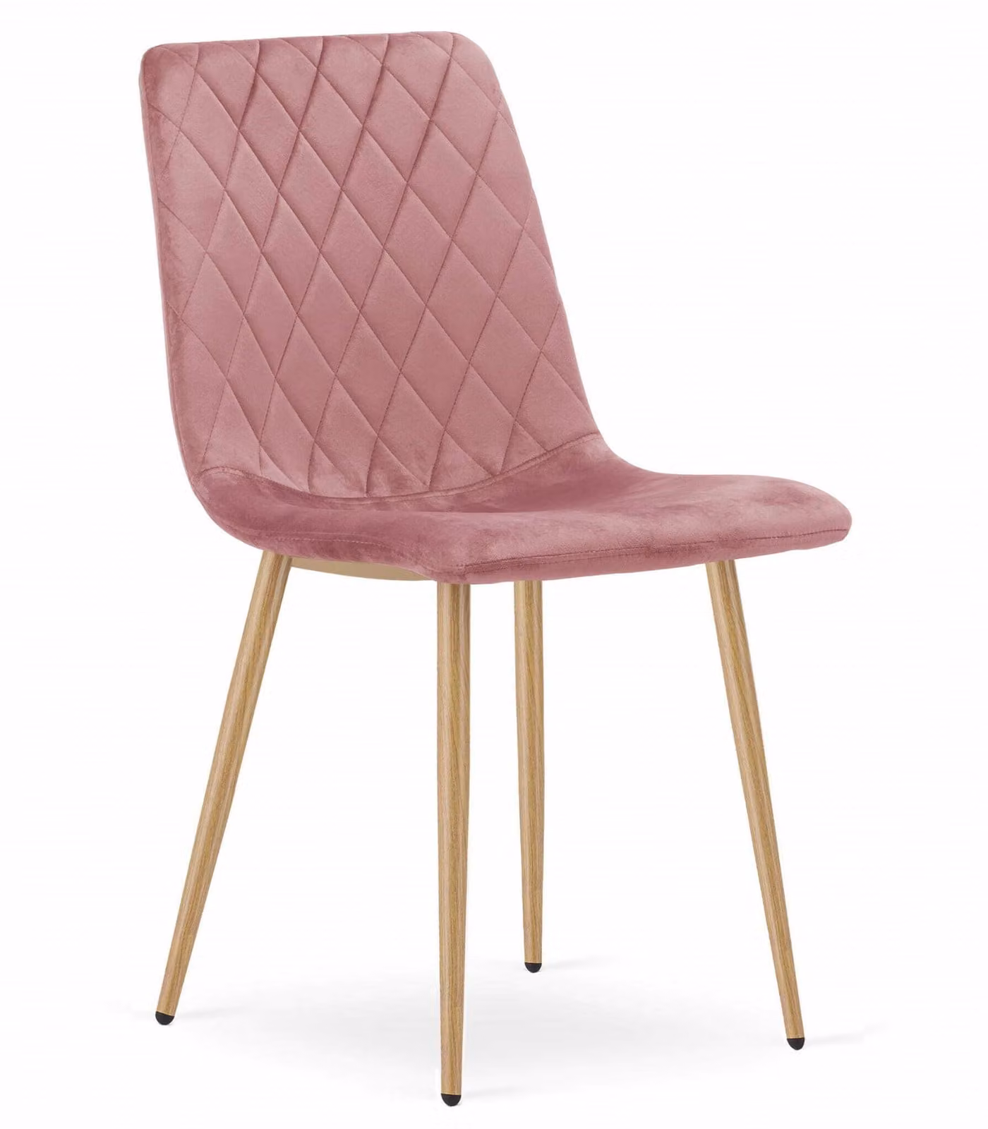Sedia Valora TURIN, velluto, gambe in legno, 1 pezzo - Sedia rosa tenue con caldi accenti in legno