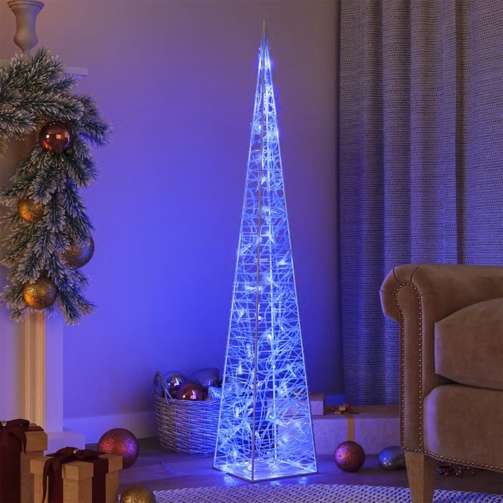 The Living Store Cono luminoso a LED decorazione acrilica blu 120 cm