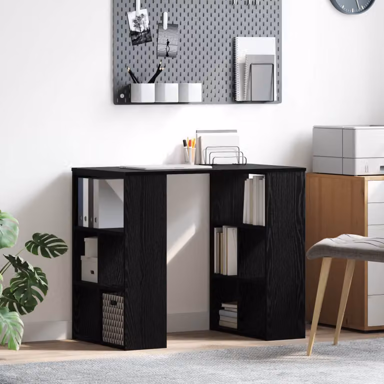 Scrivania da ufficio vidaXL in legno ingegnerizzato rovere e nero, L 90 cm x P 50 cm x H 75 cm
