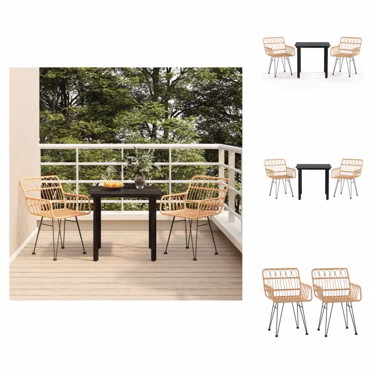 vidaXL Set da pranzo da giardino 3 pezzi in rattan - Set di mobili da giardino