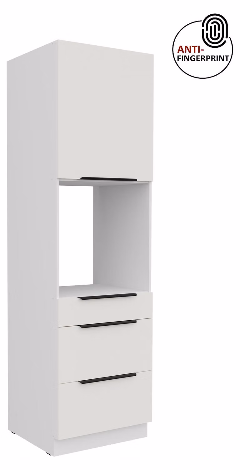 Credenza da cucina da 60 cm, cucina ARIA bianco ultra opaco + bianco opaco, frontali di alta qualità con rivestimento anti-impronta, mobile da cucina con chiusura ammortizzata