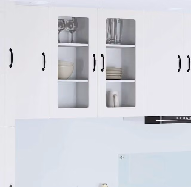 Set di 2 pensili da cucina vidaXL bianchi in legno con ante a battente L/P/H: 40 x 31 x 80 cm