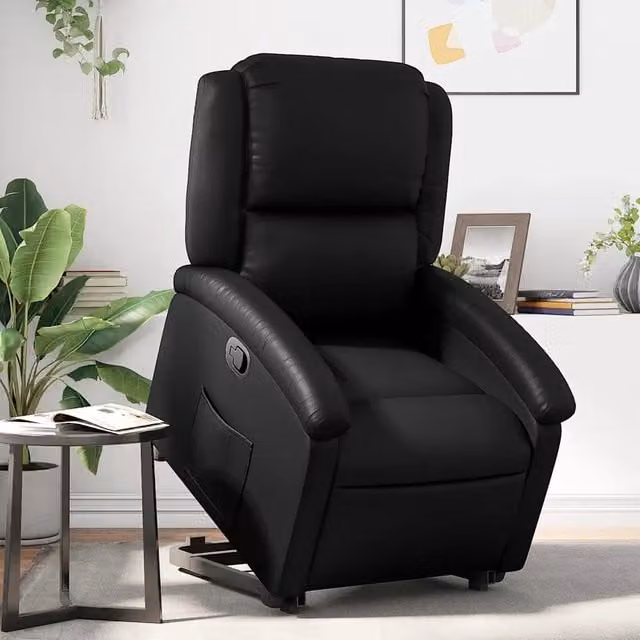 Poltrona Alzapersona Reclinabile vidaXL in Similpelle Nera con Assistenza Elettrica per Anziani