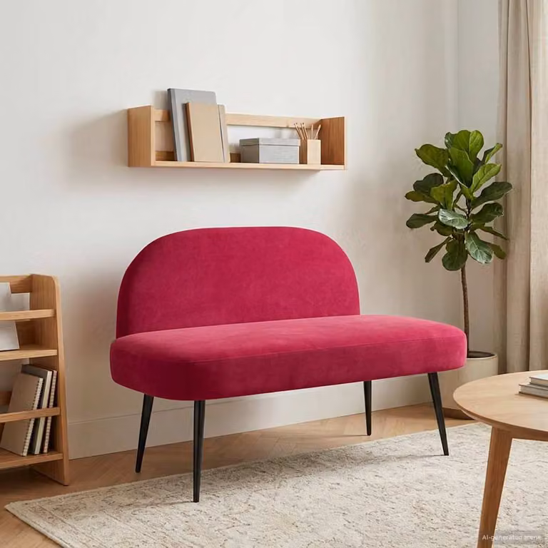 Panchina imbottita con schienale vidaXL in velluto rosso, L 110 x P 60 x H 76 cm