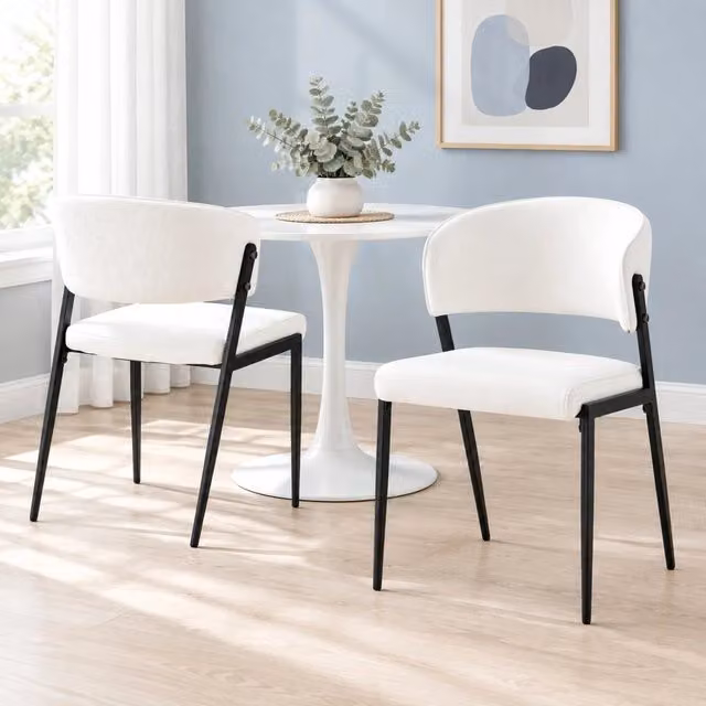 Set 2 Sedie da Pranzo Moderne con Struttura in Metallo e Seduta Imbottita