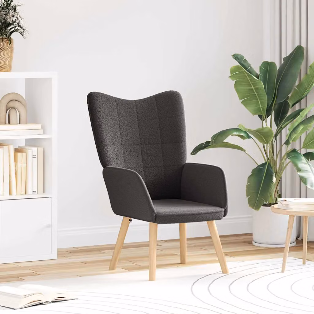 Poltrona lounge moderna vidaXL in tessuto Sherpa grigio scuro L: 62 cm, P: 67 cm, H: 95,5 cm