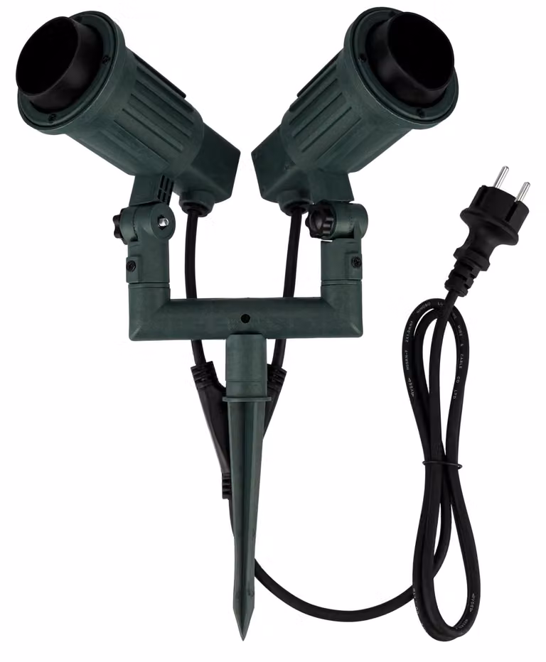 Picchetto da terra REV con faretto da giardino 2 volte IP44 1,4 m 2xE27 verde