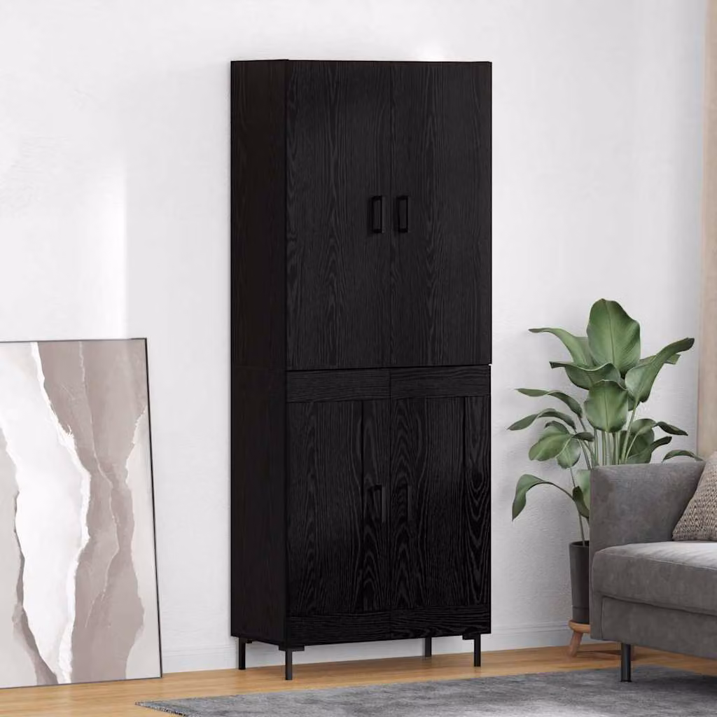 Credenza moderna vidaXL in MDF nero opaco con ante a battente e ripiani interni, L/P/H: 69,5 x 34 x 180 cm