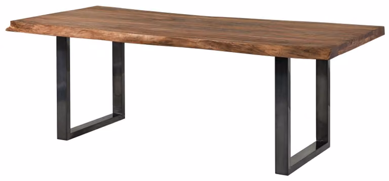 MASSIVMOEBEL24 | FREEFORM 5 tavolo da pranzo in legno di sheesham - verniciato grigio / gambe in ferro U antracite lucido 260x100