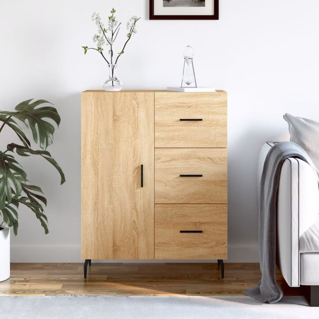 Credenza vidaXL in Rovere Sonoma e Legno Multistrato, L: 69,5 cm, P: 34 cm, H: 90 cm