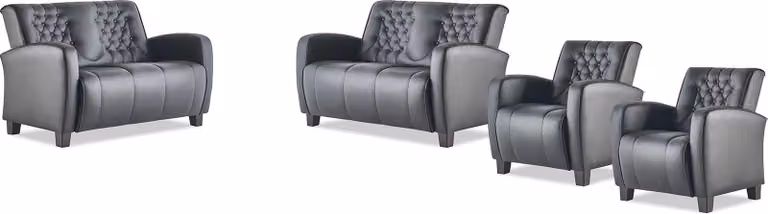 Sofagarnitur-Set 2-Sitzer Sessel Schwarz Chesterfield Modern Ledersofas