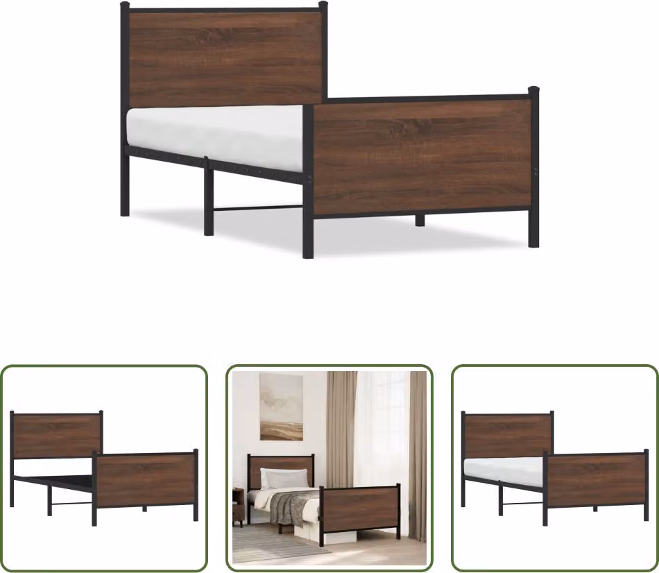 The Living Store Struttura letto con testiera e pediera in metallo 90x190 cm