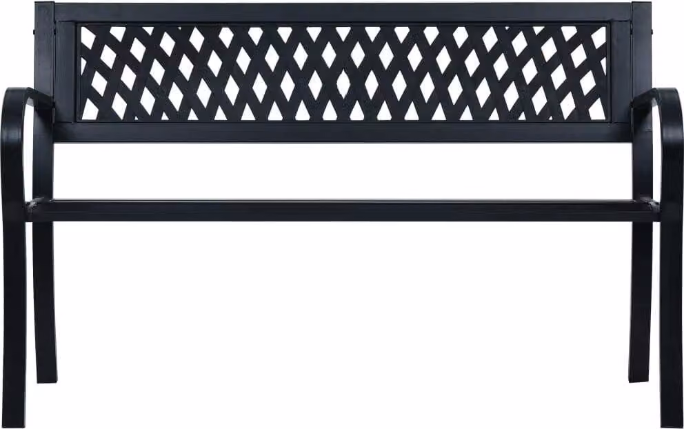 Panchina da Giardino 125 cm Nera in Acciaio  47943