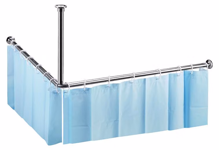 Asta per tenda da doccia Bemeta, accessorio angolare per hotel, 900 x 900 mm, acciaio inox