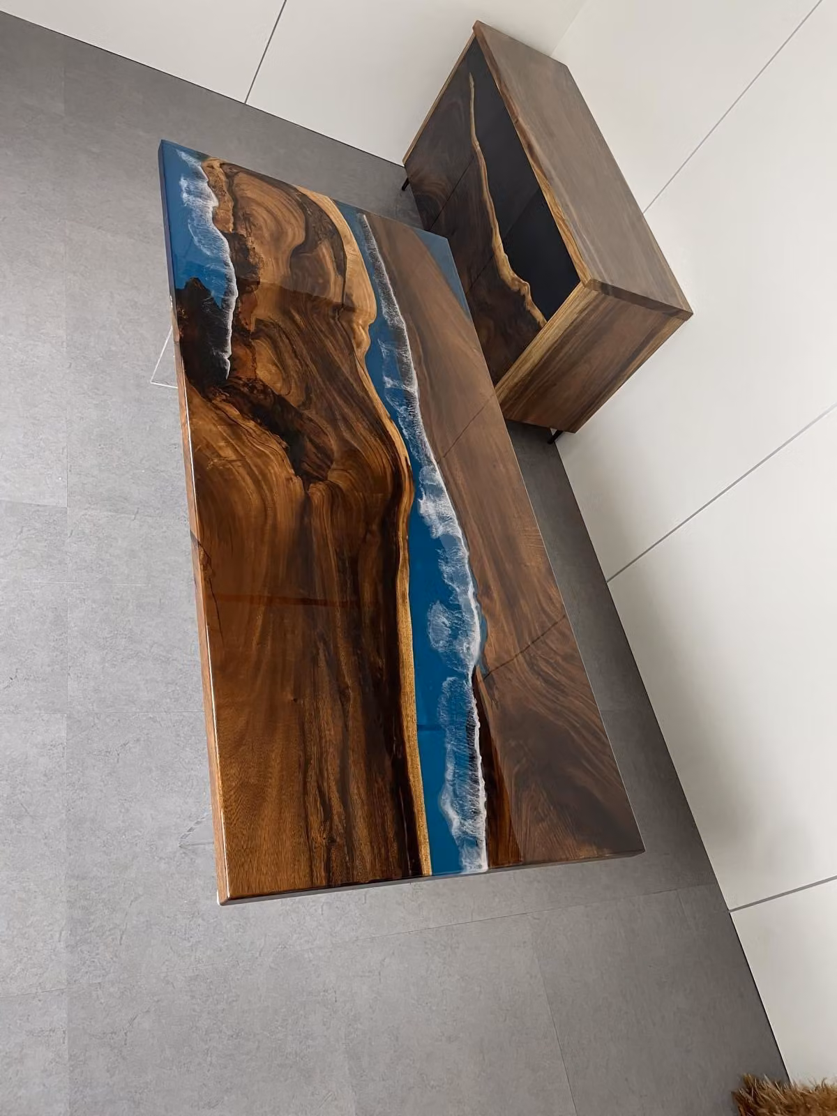 Esstisch Table Epoxidharz Massiv Tische 220x90 Flusstisch Echtes Holz Möbel