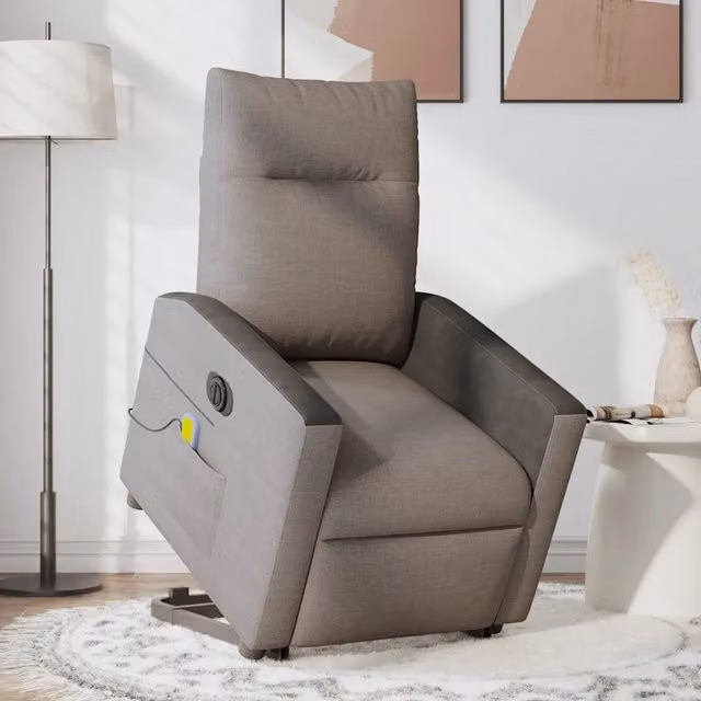 Poltrona Alzapersona Elettrica con Massaggio vidaXL in Tessuto Grigio e Nero per Anziani – 1