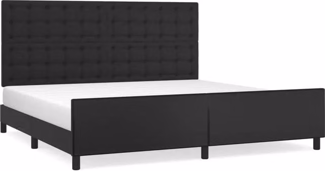 Letto matrimoniale | Letto per adulti | Giroletto con Testiera Nero 200x200 cm in Similpelle