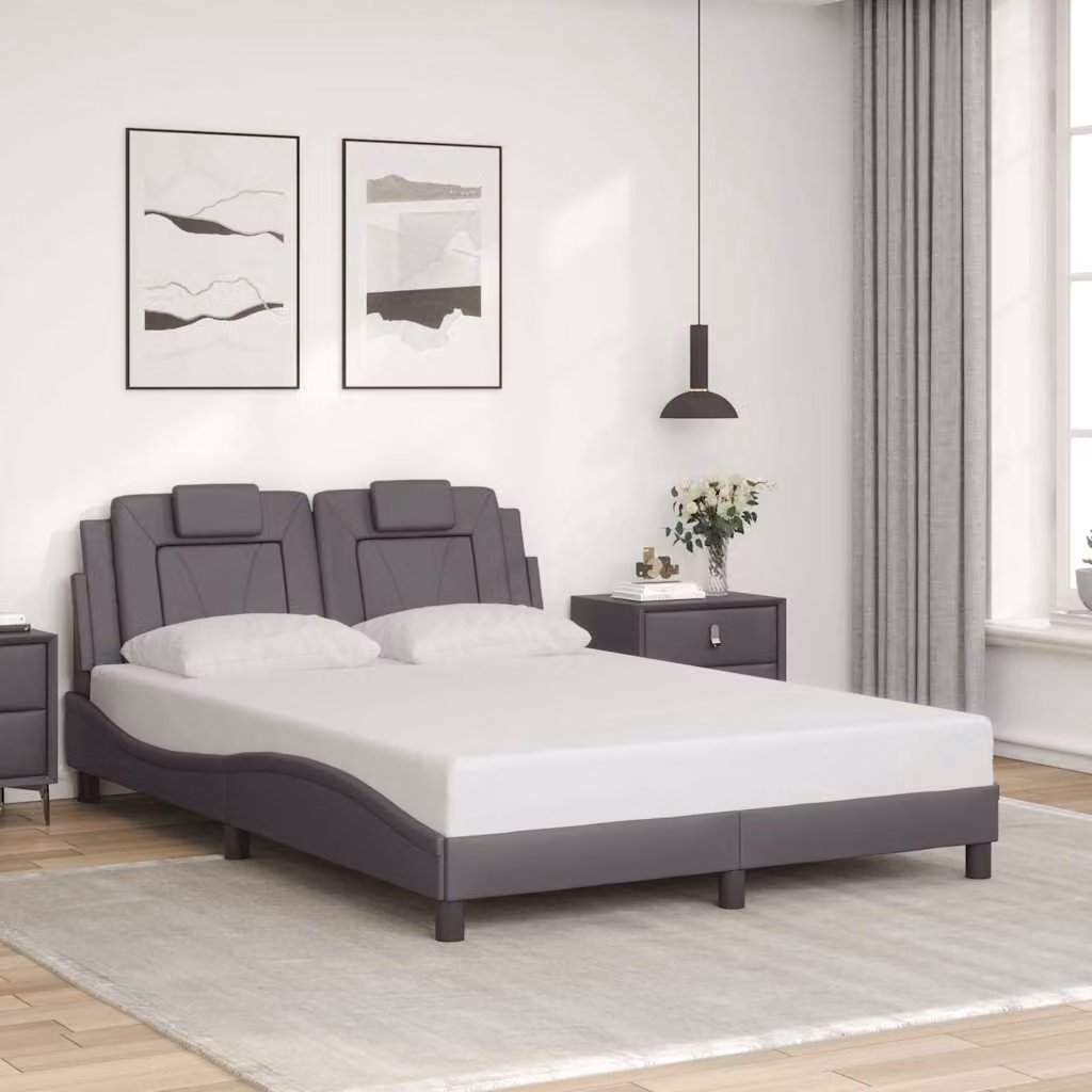 vidaXL Giroletto Viana in Similpelle Crema con Doghe in Legno L/P/H: 140 x 190 x 145 cm