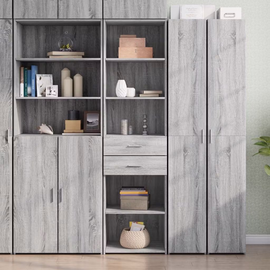 vidaXL Credenza Moderna Grigia in Legno MDF L: 50 cm, P: 42,5 cm, H: 185 cm – 1