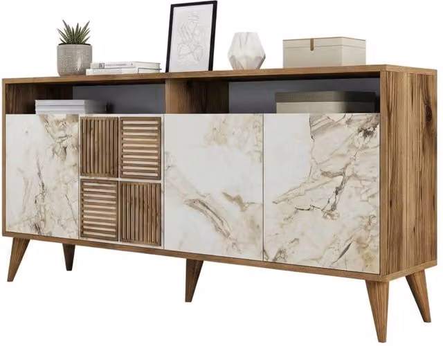 Madia Benjamin, Credenza Cassetti, 160x35x78h cm Marrone Noce