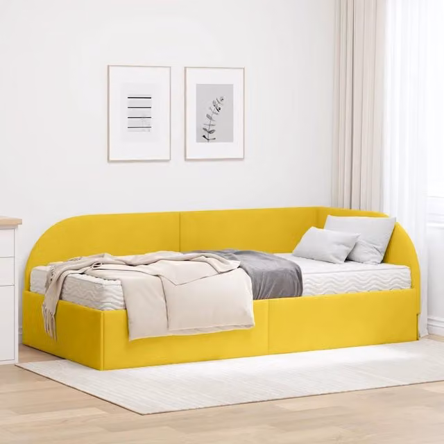 Struttura Letto Angolare con Materasso 2 pz Giallo 100 x 200 cm 3394210