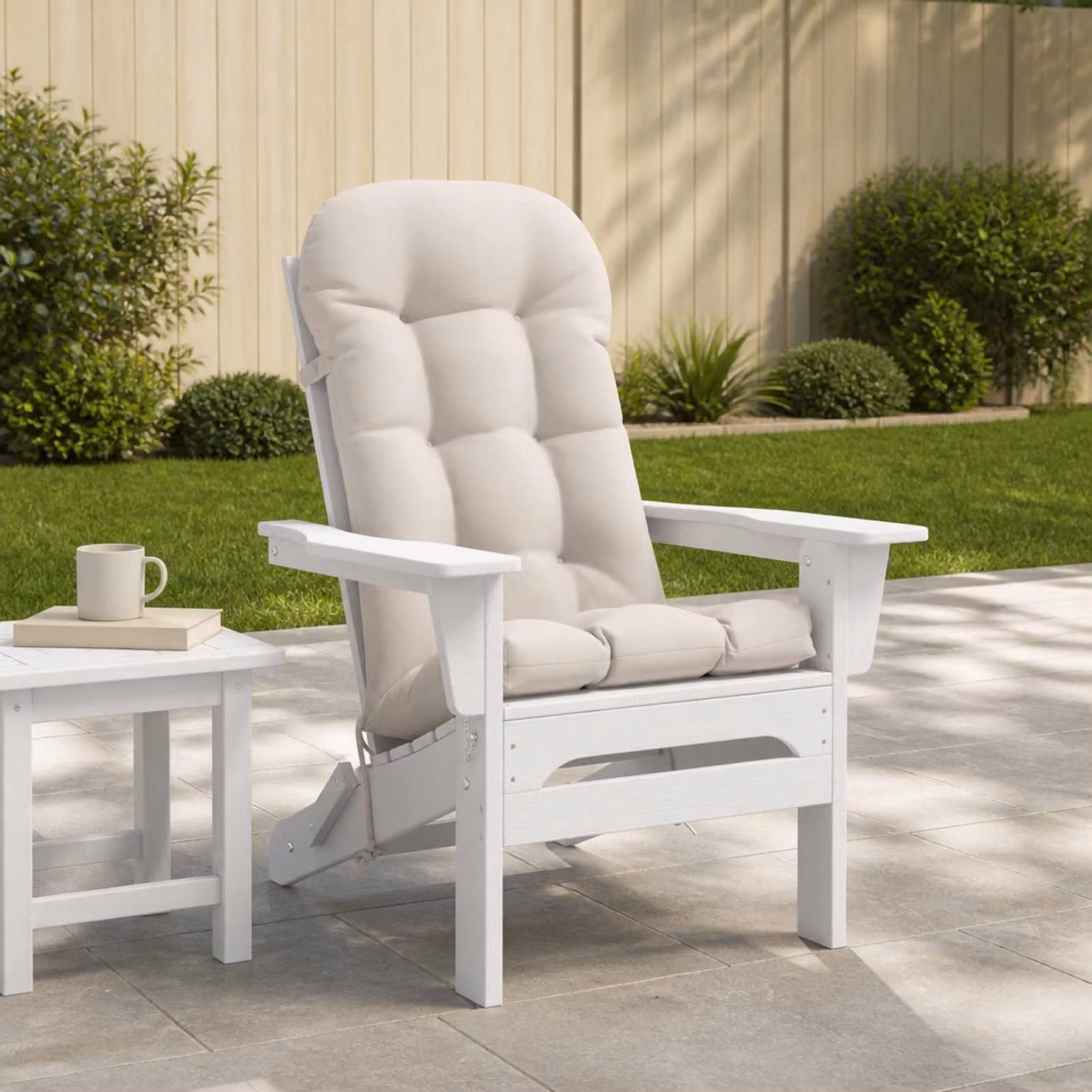 Cuscino per Lounger Sole vidaXL PUTTEN Bianco in Poliestere con Lacci di Fissaggio