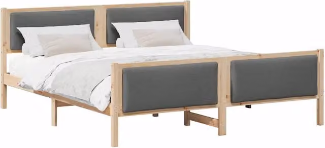 Letto matrimoniale | Letto per adulti | Struttura del letto Grigio scuro 200 x 200 cm Tessuto