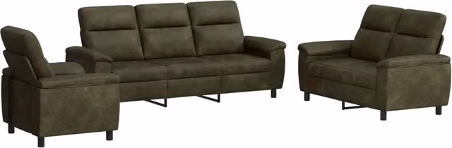 Set di divani 3 pcs Marrone Pelle Scamosciata Sintetica 3430685