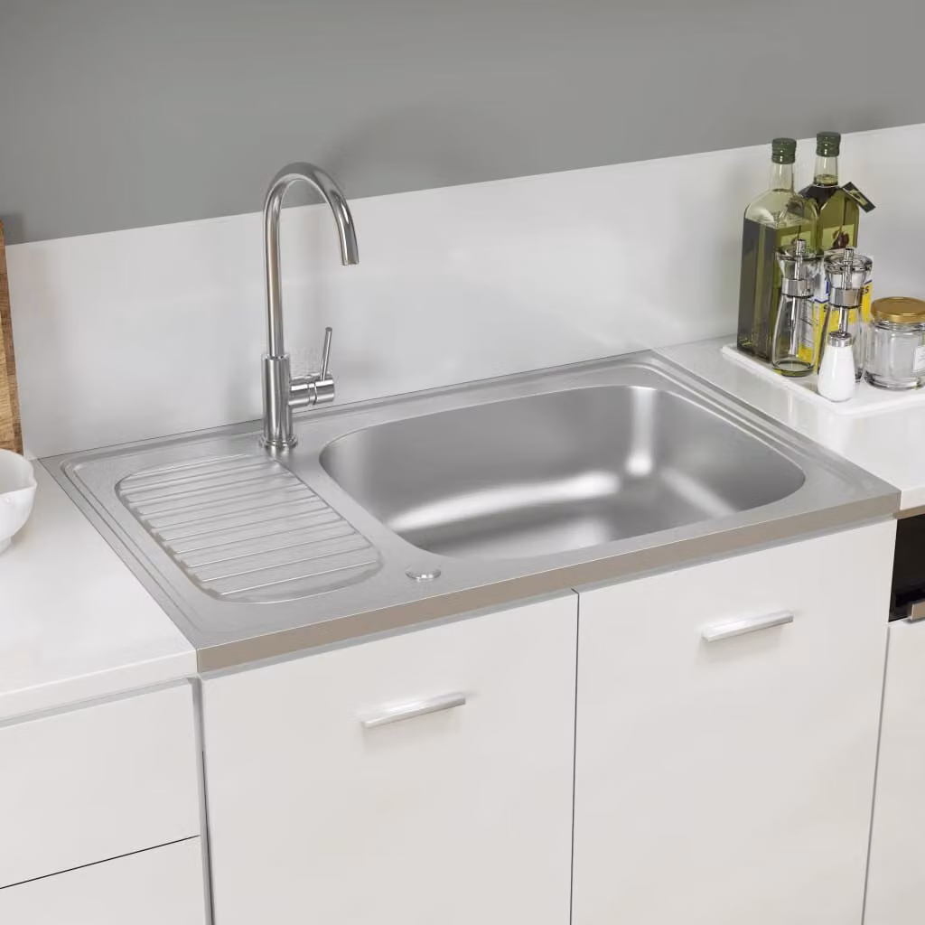 The Living Store Set lavello e scolapiatti argento 800x500x155 mm in acciaio inox