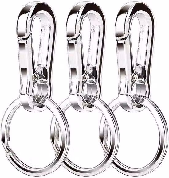 3 Portachiavi in metallo | Clip per chiavi in acciaio inossidabile, rimovibili rapidamente | Portachiavi fai-da-te con chiusura a granchio | Accessorio per chiavi, ideale per borse, auto e casa