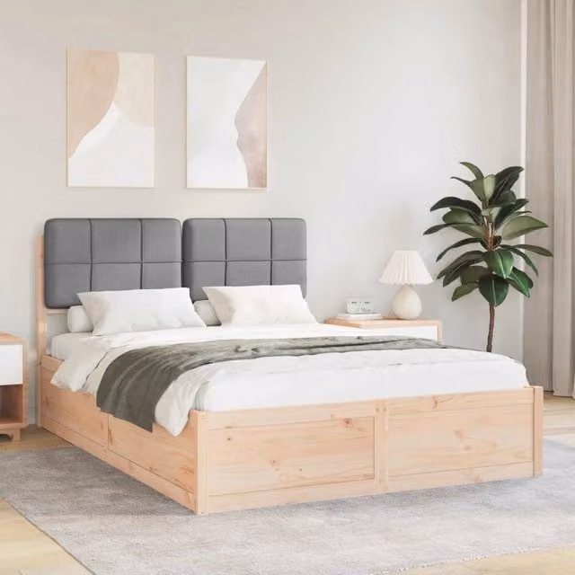 Letto con Testiera Rivestita Grigio chiaro 140 x 200 cm 3398194