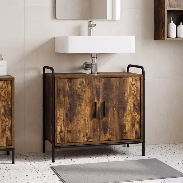 vidaXL Mobile da Bagno Rovere Fumo 65,5 x 34 x 61 cm