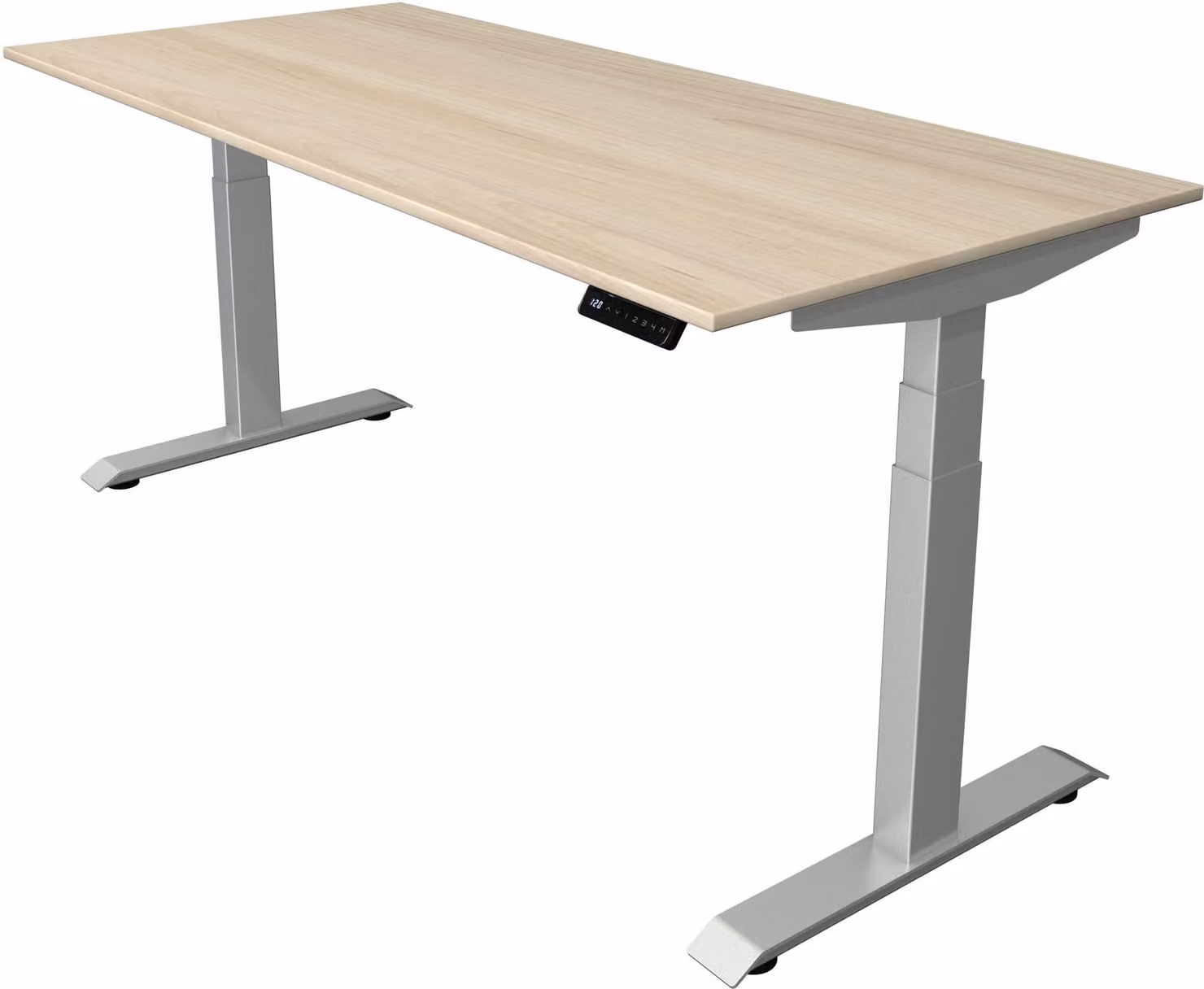 Scrivania Move 4 regolabile elettricamente in altezza, colore struttura:argento, dimensioni piano d'appoggio:180 x 80 cm, colore piano d'appoggio:acero
