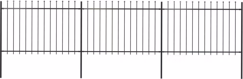 Recinzione da Giardino con Punta a Lancia in Acciaio 537x120 cm Nero