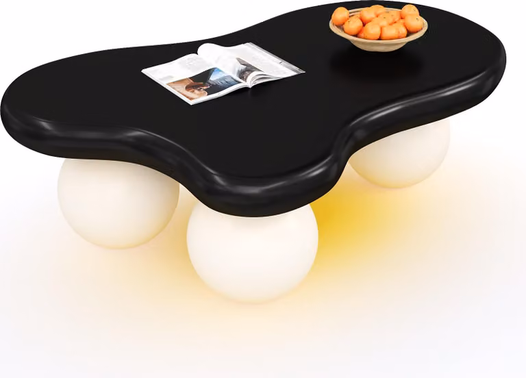 Tavolino da caffè Sweiko Cloud Style con illuminazione a LED - 16 colori a scelta, tavolino da caffè, design a forma di nuvola, design con gambe rotonde, highlight di stile per soggiorni moderni e camere per bambini
