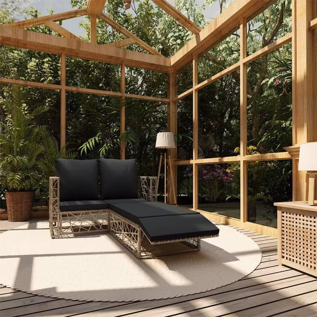 Maison Exclusive - Set da giardino a 2 pezzi con cuscini in polyrattan grigio