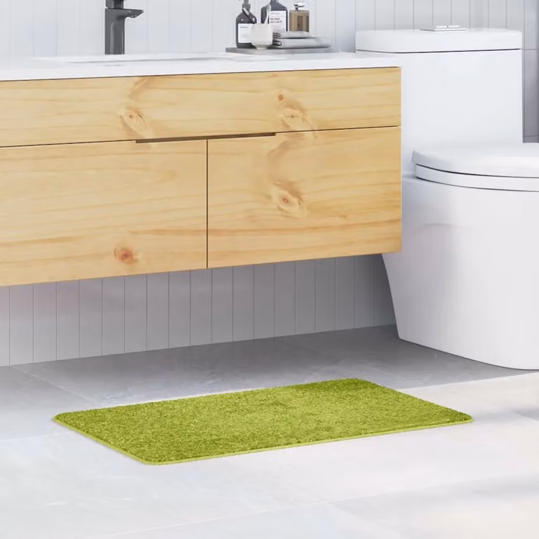 Tappetino da bagno antiscivolo vidaXL Verde, L 50 cm x P 80 cm, in poliestere lavabile in lavatrice