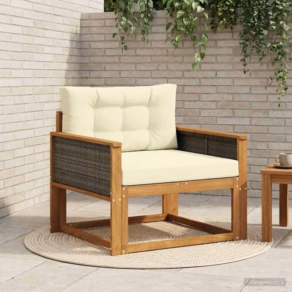 vidaXL Divano centrale da esterno moderno in legno di acacia massello naturale