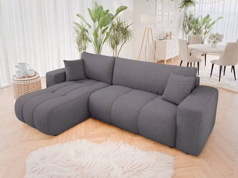 MIRJAN24 Divano ad angolo Furyn, divano ad angolo per soggiorno con contenitore e funzione letto, a L, lato universale (colore: Velo 635)