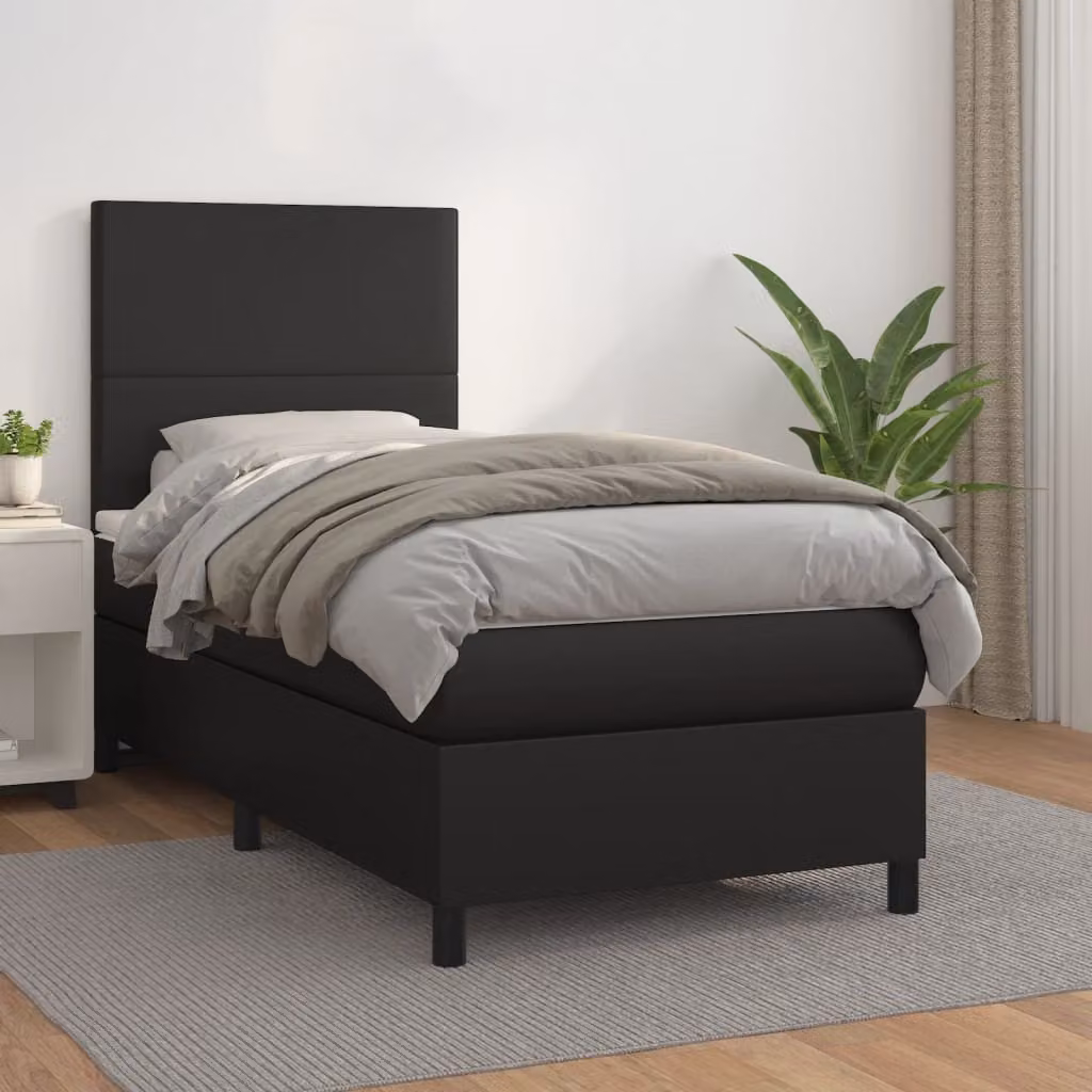 vidaXL Giroletto a Molle con Materasso Nero 80x200 cm in Similpelle