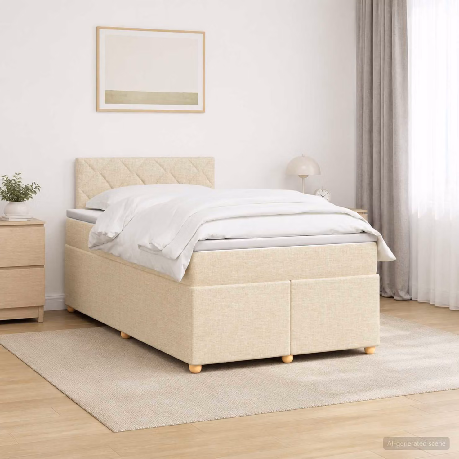 Letto box spring ibrido vidaXL con materasso a molle insacchettate, beige e bianco, L/P: 120 x 200 cm