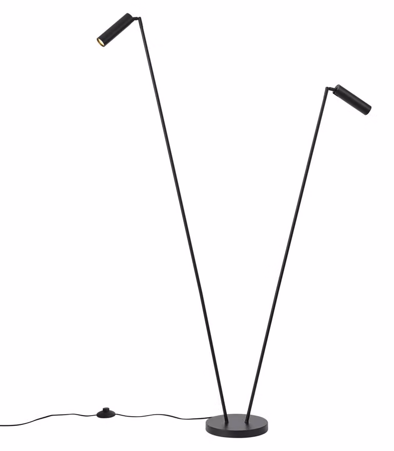 Lampada da terra moderna nera a 2 luci GU10 35 mm Thomas