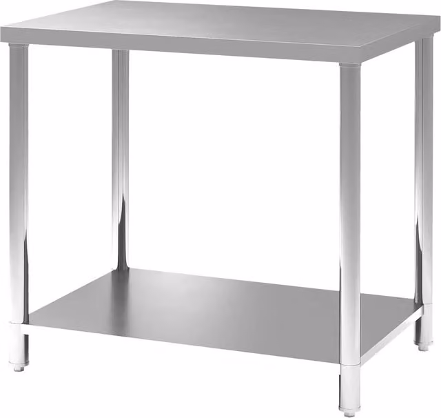 Tavolo da lavoro da cucina 90 x 60 x 86 cm carico 100 kg piedi regolabili stile industriale in acciaio inox argentato 21_0007127