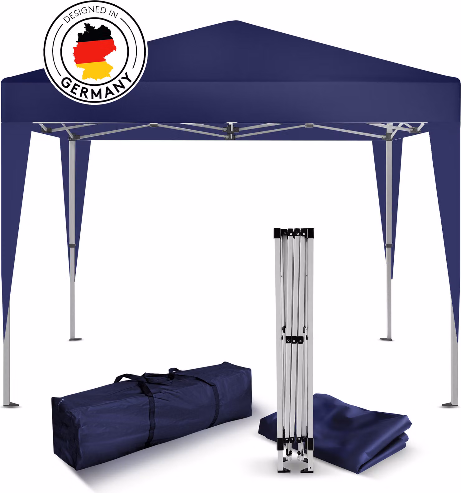 Gazebo pieghevole Kronenburg 2x2 m - Impermeabile, protezione UV 50+, senza pareti laterali, blu